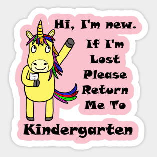 Kindergarten Unicorn Sticker